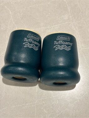 Vintage Coleman Tuffoams Insulated Drink Koozies Set of 2 Green/Tan Camping